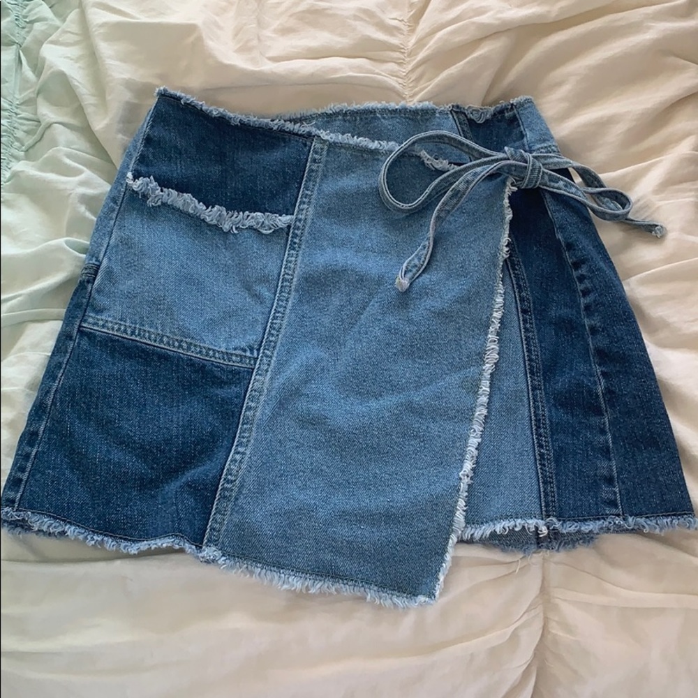 Urban outfitters denim wrap skirt